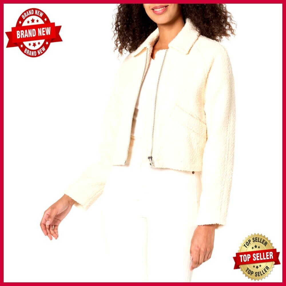 Slim Fit Tweed Cropped Jacket with Functional Pockets, Dry Clean Only